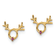 14K Yellow Gold Red Cubic Zirconia Reindeer Post Earrings