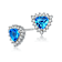 Blue Topaz Color CZ Triangle Stud Earrings In Sterling Silver