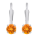 4mm Round Citrine Rhodium Over 14k White Gold Drop Earrings