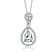 Pear Shape CZ Halo Drop Necklace In Sterling Silver