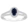 6x4mm Oval Sapphire 1/4 ctw Diamond Rhodium Over Sterling Silver Halo Ring