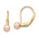 14k Yellow Gold 4-5mm Pink Round Freshwater Cultured Pearl Earrings