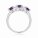Amethyst and Moissanite Sterling Silver 3-Stone Ring