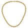 14K Yellow Gold Polished and Grooved Fancy Oval Link Necklace