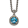 Sterling Silver Antiqued with 14K Accent Blue Topaz Necklace