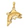 14k Yellow Gold Textured Jumping Bass Fish Pendant