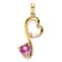 14k Yellow Gold Lab Created Pink Sapphire and Diamond Heart Pendant