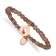 Rose Stainless Steel Polished Hamsa Brown Jade Stretch Bracelet
