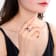Garnet with White Topaz Accents Sterling Silver Halo with Split Shank Ring