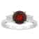 8mm Round Garnet And White Topaz Rhodium Over Sterling Silver 3-Stone Ring
