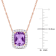 Amethyst & Diamond 14K Rose Gold Pendant With Chain 2.24ctw