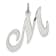 Rhodium Over Sterling Silver Fancy Script Letter M Initial Charm