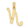 14k Yellow Gold Script Letter N Initial Pendant