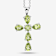Green Peridot Rhodium Over Sterling Silver Cross Pendant With Chain