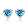 Blue Topaz Color CZ Triangle Stud Earrings In Sterling Silver