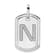 Rhodium Over 14k White Gold Diamond Initial N Dog Tag Charm