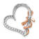 14k White Gold and 14k Rose Gold Diamond Polished Heart with Bow Chain Slide