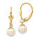 14K Yellow Gold 6-7mm White Round Freshwater Cultured Pearl Leverback Earrings