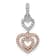 14k White Gold and 14k Rose Gold Diamond Hearts Dangle Pendant