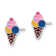 Rhodium Over Sterling Silver Enamel Kids Ice Cream Cone Post Earrings