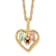 10k Yellow Gold  12k Rose Gold and 12k Green Gold Accent Heart Garnet
Pendant  18 Inch Chain