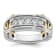 14K Yellow and White Gold Men's Polished Grooved Cut-Out 5-Stone Diamond Ring