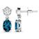 1.40ctw 14K White Gold London Blue Topaz  and White Diamond Halo Earrings