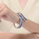 Sapphire Color CZ Station Bangle Bracelet In Sterling Silver