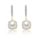 Pear Shape Pearl Simulant Drop Earrings In 14K Gold Over Sterling Silver