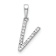 Rhodium Over 14k White Gold Diamond Letter V Initial Pendant