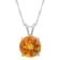 8mm Round Citrine Rhodium Over Sterling Silver Pendant With Chain