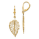 14K Yellow Gold Polished Leaf Leverback Earrings