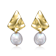 Freshwater Pearl Rippled Drop Earrings In 14K Gold Over Sterling Silver