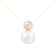 White Cultured Freshwater Pearl and Diamond 14K Yellow Gold Pendant 8-8.5mm