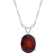 10x8mm Oval Garnet Rhodium Over Sterling Silver Pendant With Chain