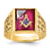 10K Yellow Gold Men's Lab Created Ruby and Diamond Lodge Masonic Ring