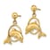 14k Yellow Gold 2D Polished Dolphin Jumping Through Hoop Earrings