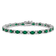 Rhodium Over 14k White Gold Oval Lab Created Emerald and Diamond Bracelet