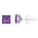 6mm Square Cut Amethyst Rhodium Over Sterling Silver Stud Earrings