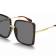 Gucci Gold Tone and Black Frame Oversize Square Frame / Gray Lens Sunglasses