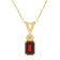 7x5mm Emerald Cut Garnet with Diamond Accents 14k Yellow Gold Pendant
With Chain