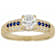 Diamond Simulant, Lab Blue Sapphire And White Zircon Ring In 18K Gold
Over Sterling Silver 1.50ctw