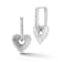 Rachel Zoe CZ Fluted Heart Charm Hoop Earrings in Rhodium Over Sterling Silver