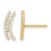14k Yellow Gold Polished Curved Bar Cubic Zirconia Stud Earrings