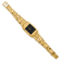 14k Yellow Gold Mens Squared Black 27x47mm Dial Solid Nugget Watch