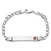 Rhodium Over 14k White Gold Medical Polished Red Enamel Curb Link ID Bracelet