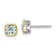 Rhodium Over Sterling Silver with 14k Accent Aquamarine Square Stud Earrings