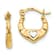 14K Yellow Gold with Rhodium Heart Hollow Hoop Earrings