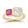 Rachel Zoe Pink and White CZ Two-Stone Ring in 14K Gold Over Sterling Silver