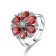 Pear Shape Garnet and Round White Cubic Zirconia Sterling Silver
Blooming Flower Design Ring